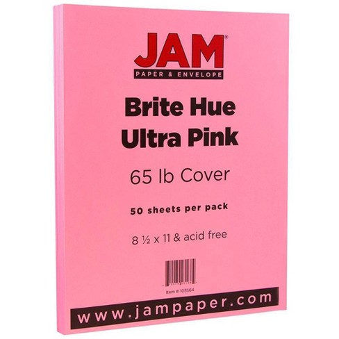 Jam Paper Brite Hue 65lb Cardstock 8.5 X 11 50pk - Ultra Pink