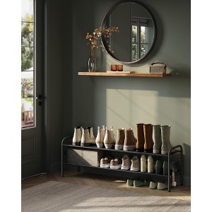 SONGMICS Shoe Rack, 2 Tier Shoe Organizer, Fabric Shoe Shelf Storage with Hooks, Holds up to 12 Pairs of Shoes, Height-Adjustable Shoe Rack - 1 of 4