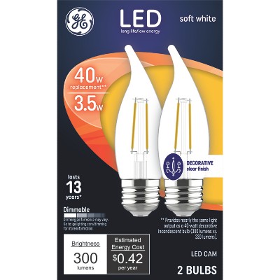 GE 2pk 40W Decorative LED Light Bulbs Soft White