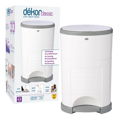 Dekor Classic Hands Free Diaper Pail - White