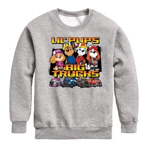 Boys' - Paw Patrol - Lil Pups Big Trucks Graphic Long Sleeve Fleece Sweatshirt - 1 of 4