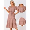 Allegra K Women's Summer Boho Casual Short Sleeve V Neck Tiered Floral Midi Dresses - 2 of 4