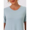 cheibear Women's Crew Neck Ribbed Knit Modal Short Sleeve Nightgowns - 4 of 4