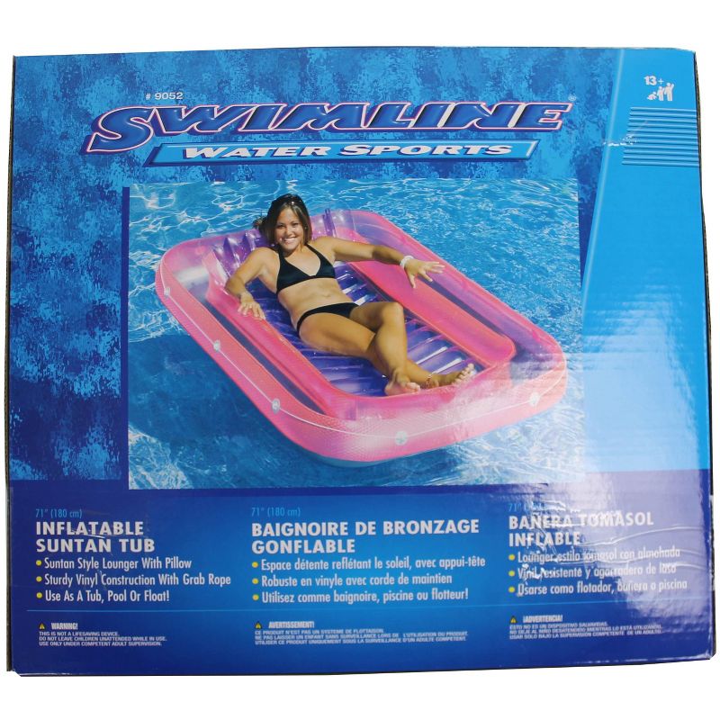 New Swimline 9052 71" Swimming Pool Inflatable Suntan Tub Float Lounge, 5 of 6