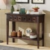 PDTEND 38.2" Rubber Wood Rustic Console Table - 3 of 4