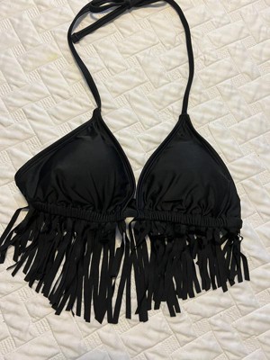 Women s Fringe Triangle Bikini Top Wild Fable Black L Target