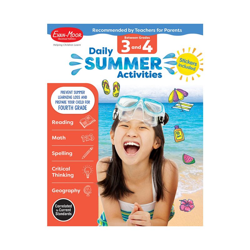 Daily Summer Activities: Between 3rd Grade and 4th Grade, Grade 3 - 4 Workbook - by  Evan-Moor Educational Publishers (Paperback), 1 of 2