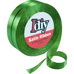 iDIY Satin Ribbon (1/2", 50 Yards) No Wire, DIY Arts & Crafts, Wedding Decor, Sewing Projects, Hair Bows, Floral, Baby Showers (Bright Green) - 1 of 4