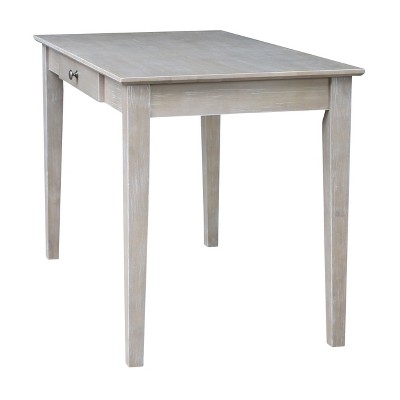 Transitional Solid Hardwood Home Office Desk with Drawer in Washed Gray Taupe