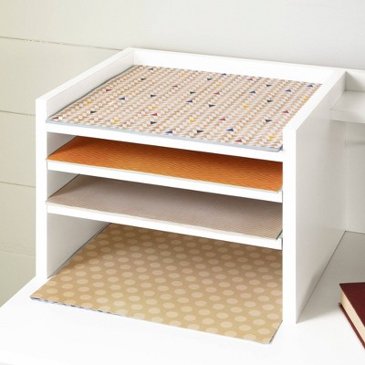 White Wood Craft Desk with Hutch and Filing Cabinet