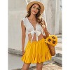 Women's Pleated Skater Skirt - High Waist Flared Mini with Ruffles for Casual Wear Yellow - 3 of 4