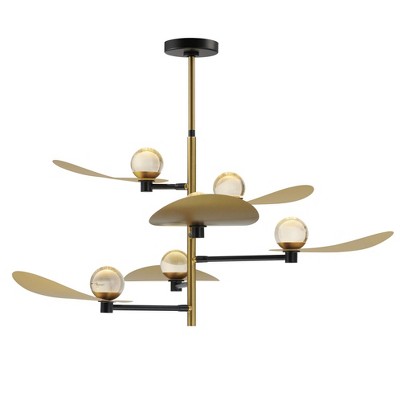 ET2 Lighting Pearl 6 - Light Pendant in  Black/Natural Aged Brass