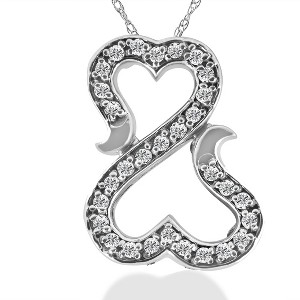 Pompeii3 1/4ct "Amore" Diamond Heart Pendant 10K White Gold - 1 of 4