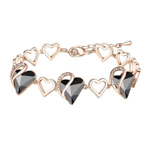 Leafael Infinity Love Heart Link Bracelet with Healing Stone Crystal, 18K Rose Gold Plated, 7" Chain + 2" Extender - 1 of 4