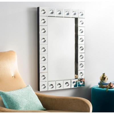 Large Silver Studded Rectangular Mirror with Iron Frame