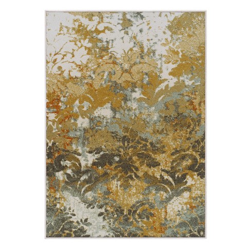 Modern Scrolling Damask Indoor Area Rug, 5' X 8', Cream - Blue Nile ...