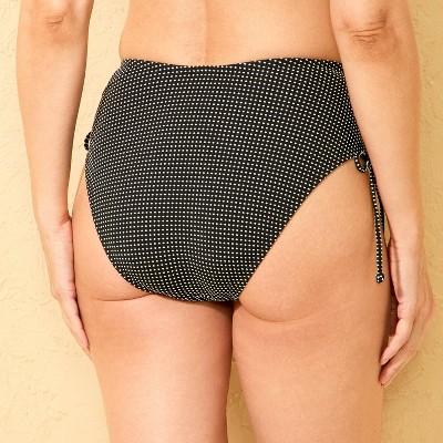 Shade & Shore Women's Swiss Dot Texture Adjustable Side Tie Mid-Rise Medium Coverage Bikini Bottom - Shade & Shore™ Black L — фото 2