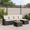 vidaXL Patio Sofa Set with Cushions Outdoor Furniture 6 Piece Poly Rattan - Black and Cream without storage - 2 of 4