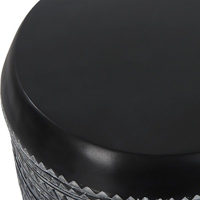 Chalk Black and Gray Round Tribal Accent Table