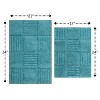 Knightsbridge Chakker Board 220 GSF Non Skid Back Bath Rug Set - 2- Piece - 17"x24" and 21"x34", Aqua - 2 of 2