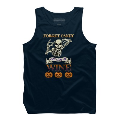 Men's Design By Humans Halloween Costume Forget Candy Just Give Me Wine Gift By TeeShirtMadness Tank Top
