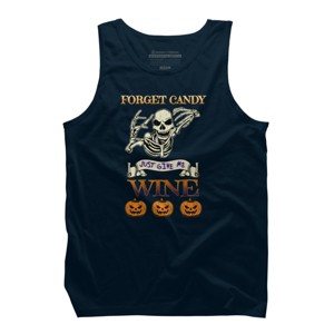 Men's Design By Humans Halloween Costume Forget Candy Just Give Me Wine Gift By TeeShirtMadness Tank Top - 1 of 3