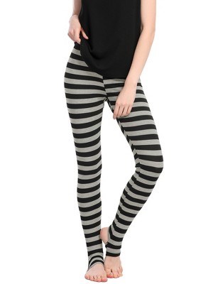 INSPIRE CHIC Women's Printed Stripe High Waist Elastic Waistband Yoga Stirrup Pants