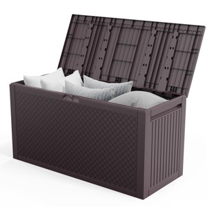 Syemin Deck Boxes 90gal Outdoor Garden Plastic Storage Deck Box Waterproof Deck Box Outdoor Lockable Storage Container, Brown, 45.67"*19.5"*23.23" - 1 of 4
