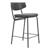 HomeRoots Set of Two 30" Black Faux Leather and Steel Low Back Bar Height Bar Chairs - 4 of 4