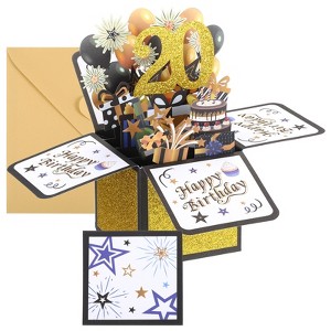 Unique Bargains 3D Handcrafted Pop-Out Funny Greeting Card Black Gold - 1 of 4