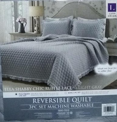 Ella Ruffle Lace 3 Piece Quilt Set, Lush Decor