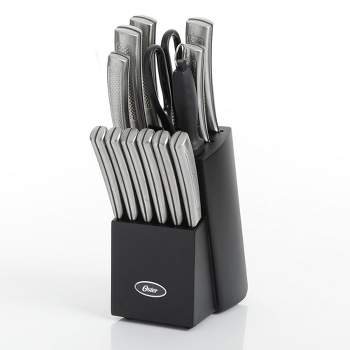  Oster Baldwyn High-Carbon Stainless Steel Kitchen Knife Cutlery  Block Set, 22-Piece, Brushed Satin: Block Knife Sets: Home & Kitchen