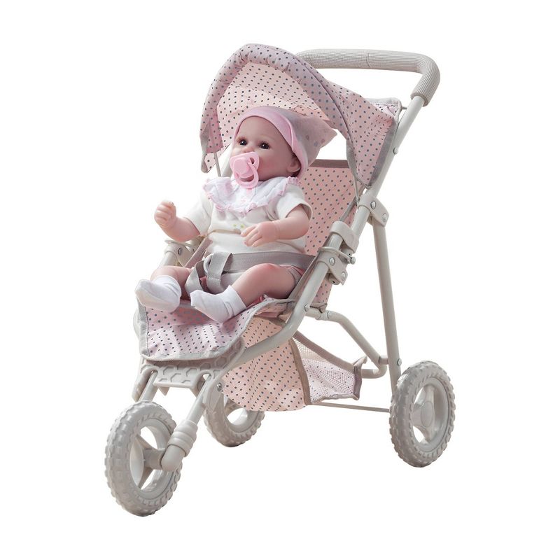 Olivia's Little World - Polka Dots Princess Baby Doll Jogging Stroller - Pink & Gray, 1 of 9