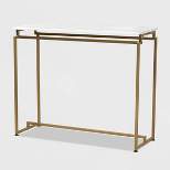 Renzo Metal Console Table with Faux Marble Tabletop White/Gold - Baxton Studio