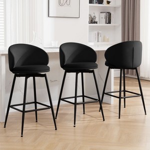 Bekrvio 30" Bar Height Stools - Swivel Velvet Barstools with Back, Modern Upholstered High Chairs for Kitchen Counter, Home Pub - 1 of 4