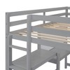 Okak Full Size Wooden Bunk Bed with Desk, Writing Board Loft Bunk Bed with Storage Shelves for Teens, Space-Saving Easy Assemble, Gray - 4 of 4