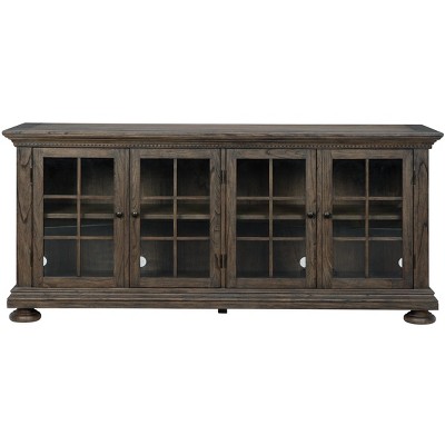Wellington Java 72'' Traditional Brown TV Stand with Glass Doors