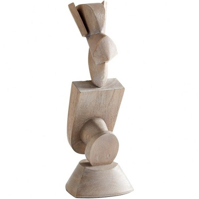 Weathered Grey Abstract Wood Protector Sculpture