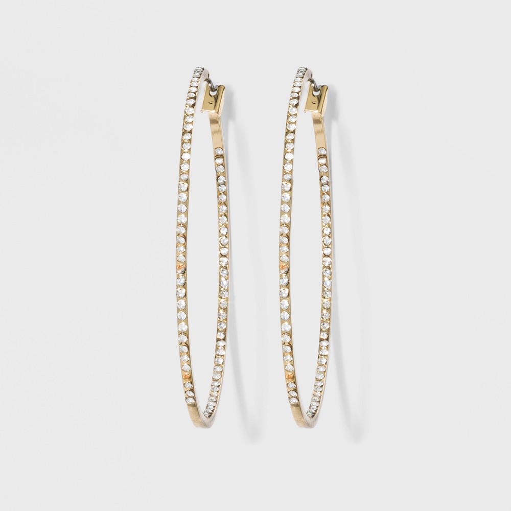 Photos - Earrings Hoop with Pave Stones  - A New Day™ Gold