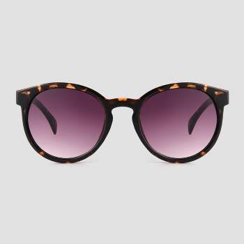 Women's Tortoise Shell Print Narrow Geo Round Sunglasses - Universal Thread™ Brown