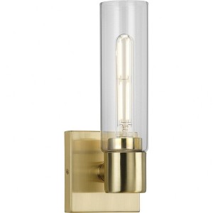 Progress Lighting Clarion 1-Light Satin Brass Wall Light with Clear Glass Shade - 1 of 3