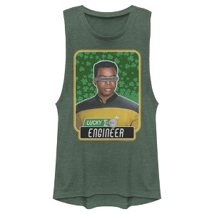 Juniors Womens Star Trek: The Next Generation St. Patrick's Day Lucky Engineer La Forge Festival Muscle Tee - 1 of 4