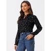 Allegra K Women's Bow Tie Neck Ruffled Collar Printed Long Sleeve Vintage Blouse - 2 of 4