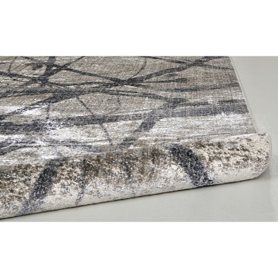Ivory and Gray Abstract Rectangular Reversible Rug