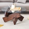 Modern Round Coffee Table with Artistic Geometric Base, Minimalist Accent Table for Living Room, Farmhouse or Contemporary Spaces-Maison Boucle - 2 of 4