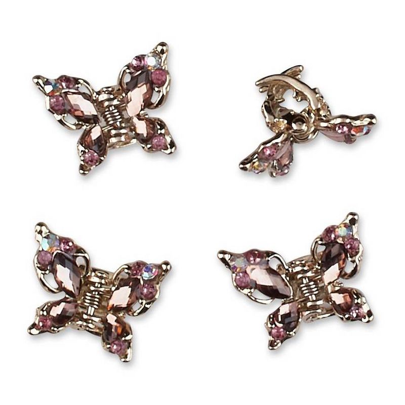 sc&#252;nci Elite Rhinestone Embellished Butterfly Mini Claw Clips - Pink/Gold - All Hair -  4pcs, 3 of 6