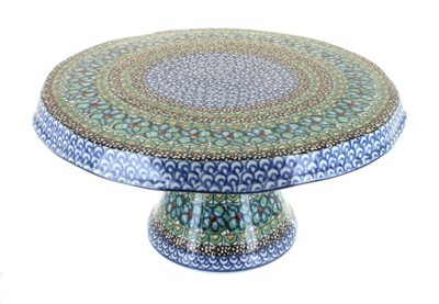 Blue Rose Polish Pottery 148 Ceramika Artystyczna Cake Plate