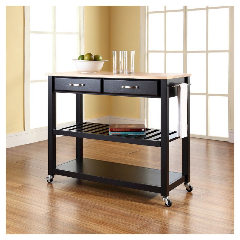 Natural Wood Top Kitchen Cart/Island with Optional Stool Storage - Crosley, 6 of 11