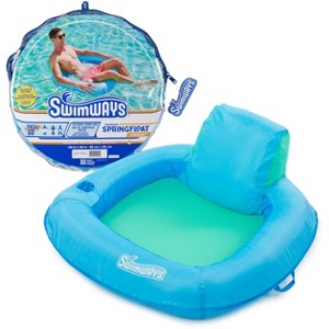 SwimWays Spring Float Premium SunSeat Pool Chair, Inflatable Lounge for Adults, Cooling Mesh, Backrest, Cupholder, Fast Inflation, 250lb, Sky Blue - 1 of 4