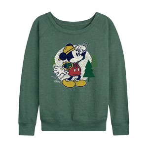 Women's - Disney - Mickey & Friends Lightweight French Terry Wide Neck Long Sleeve Shirt - 1 of 4